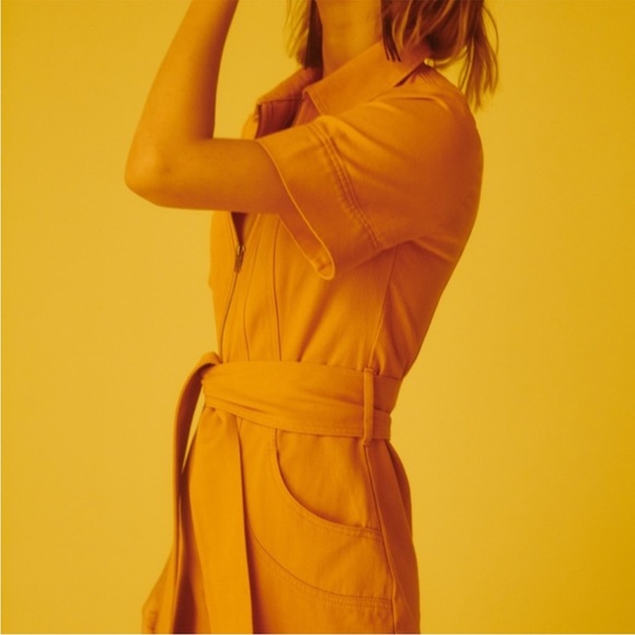 C/MEO Collective Denim Wide Leg Front Zip Belted Jumpsuit - Picture 4 of 8